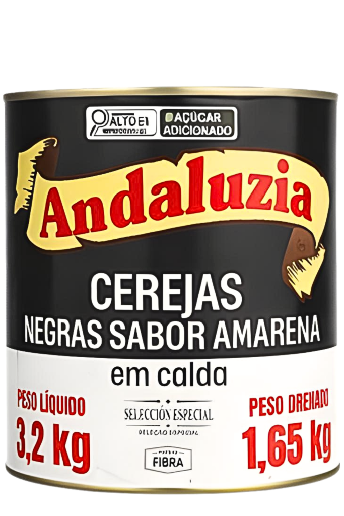 Cereja negra sabor amarena em calda 1,650kg